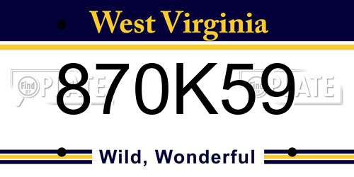 870K59 West Virginia License Plate