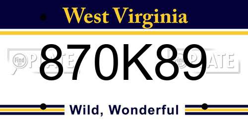 870K89 West Virginia License Plate