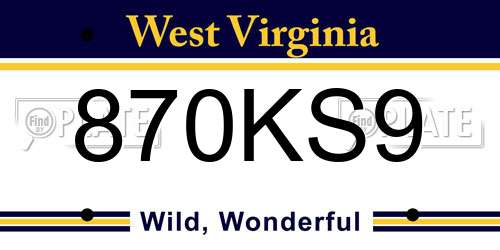 870KS9 West Virginia License Plate