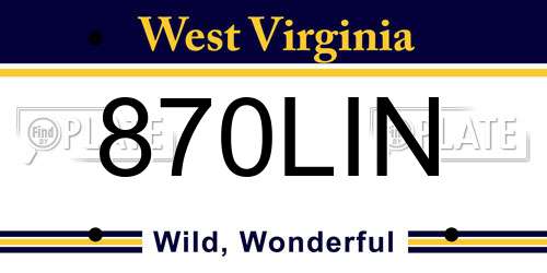870LIN West Virginia License Plate