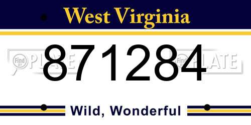 871284 West Virginia License Plate