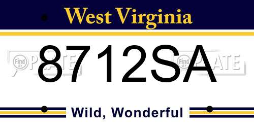 8712SA West Virginia License Plate