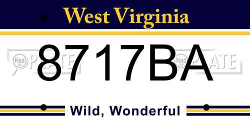 8717BA West Virginia License Plate