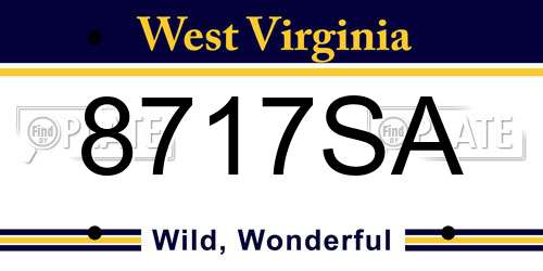 8717SA West Virginia License Plate