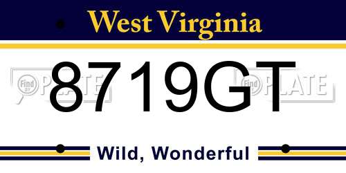 8719GT West Virginia License Plate