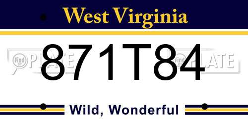 871T84 West Virginia License Plate