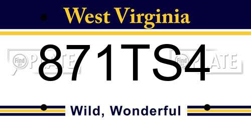 871TS4 West Virginia License Plate