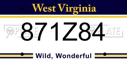 871Z84 West Virginia License Plate