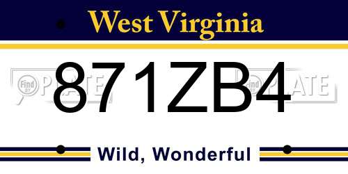 871ZB4 West Virginia License Plate