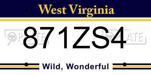 871ZS4 West Virginia License Plate