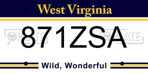 871ZSA West Virginia License Plate