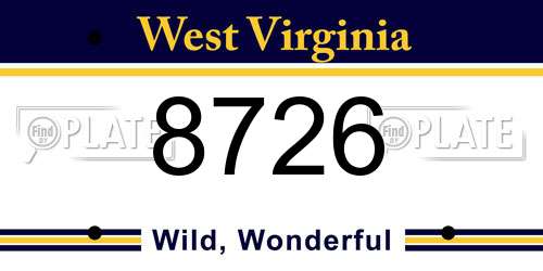 8726 West Virginia License Plate
