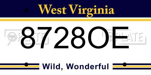 8728OE West Virginia License Plate