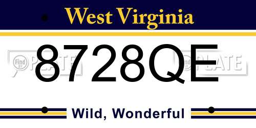 8728QE West Virginia License Plate
