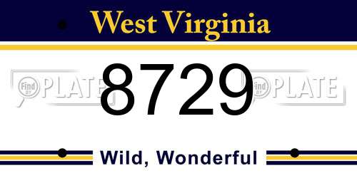 8729 West Virginia License Plate