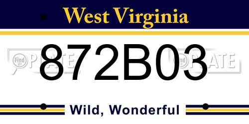 872B03 West Virginia License Plate