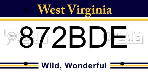 872BDE West Virginia License Plate