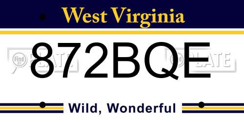 872BQE West Virginia License Plate