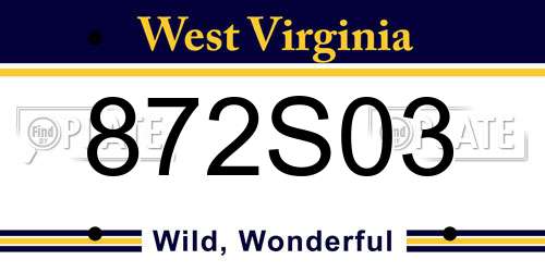 872S03 West Virginia License Plate