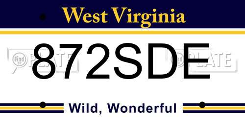 872SDE West Virginia License Plate