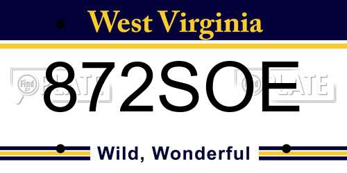 872SOE West Virginia License Plate