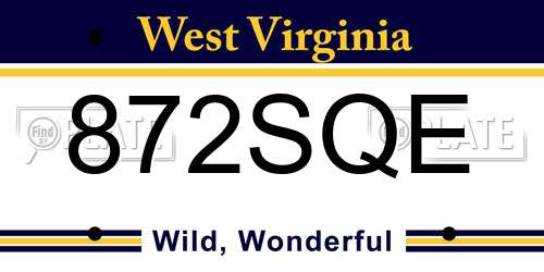872SQE West Virginia License Plate