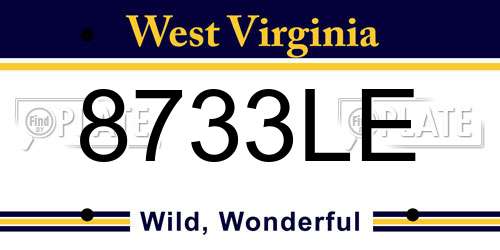 8733LE West Virginia License Plate