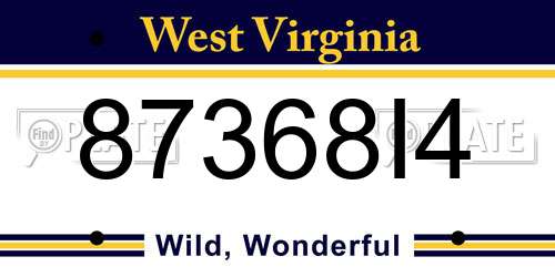 87368I4 West Virginia License Plate