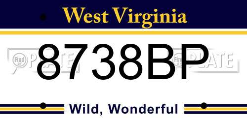8738BP West Virginia License Plate