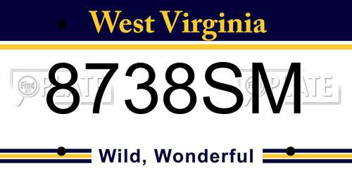 8738SM West Virginia License Plate