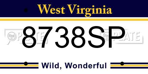 8738SP West Virginia License Plate