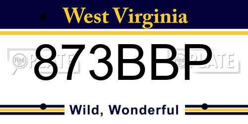 873BBP West Virginia License Plate