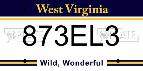 873EL3 West Virginia License Plate