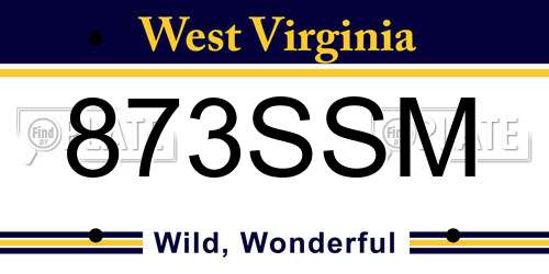873SSM West Virginia License Plate
