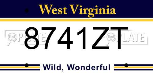 8741ZT West Virginia License Plate