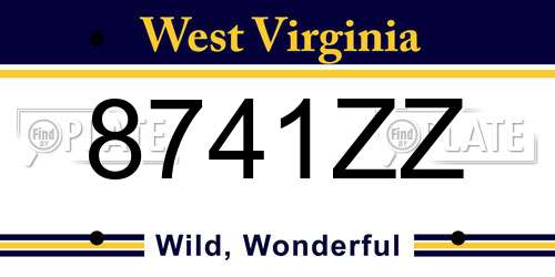 8741ZZ West Virginia License Plate