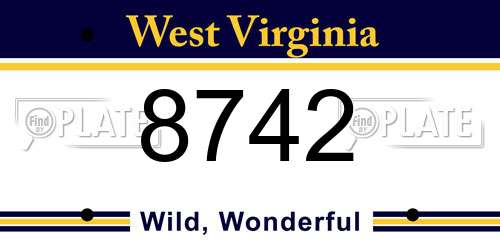 8742 West Virginia License Plate