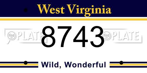 8743 West Virginia License Plate