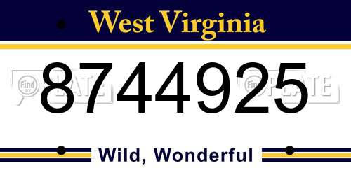 8744925 West Virginia License Plate