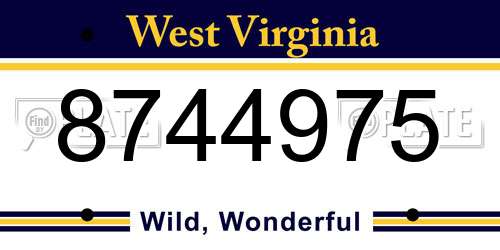 8744975 West Virginia License Plate