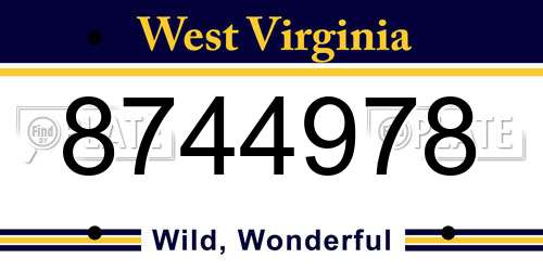 8744978 West Virginia License Plate