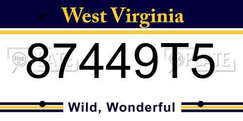 87449T5 West Virginia License Plate