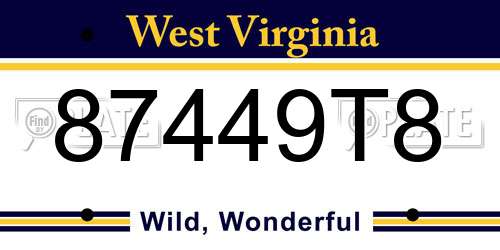 87449T8 West Virginia License Plate