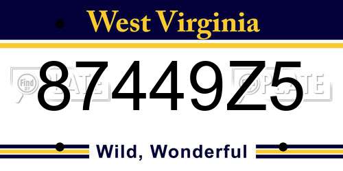 87449Z5 West Virginia License Plate