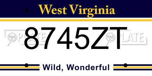 8745ZT West Virginia License Plate