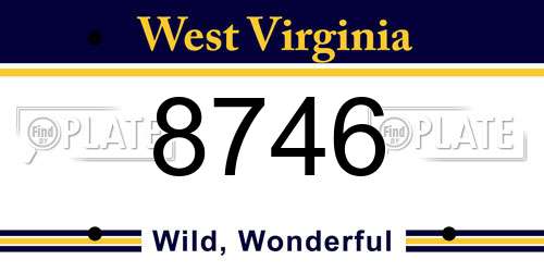 8746 West Virginia License Plate