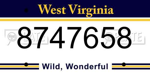 8747658 West Virginia License Plate
