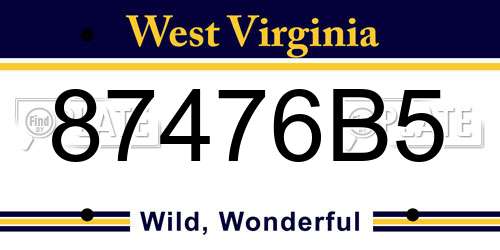 87476B5 West Virginia License Plate