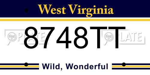 8748TT West Virginia License Plate