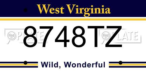 8748TZ West Virginia License Plate
